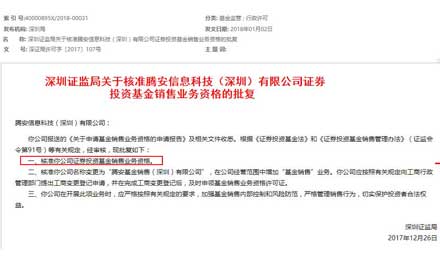 腾讯获得基金销售牌照，互联网金融布局再下一城